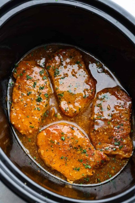 Slow Cooker Pork Steak with Honey Garlic Sauce