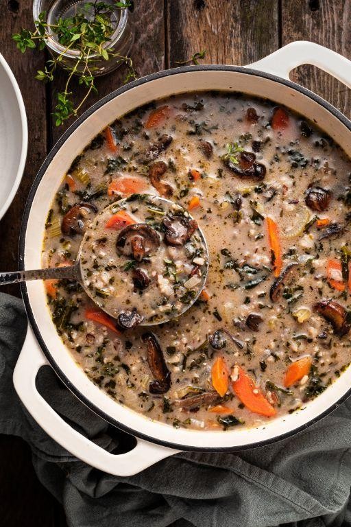 Small batch mushroom wild rice soup