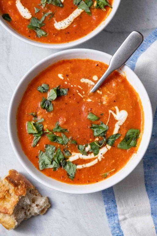 Small batch roasted red pepper soup