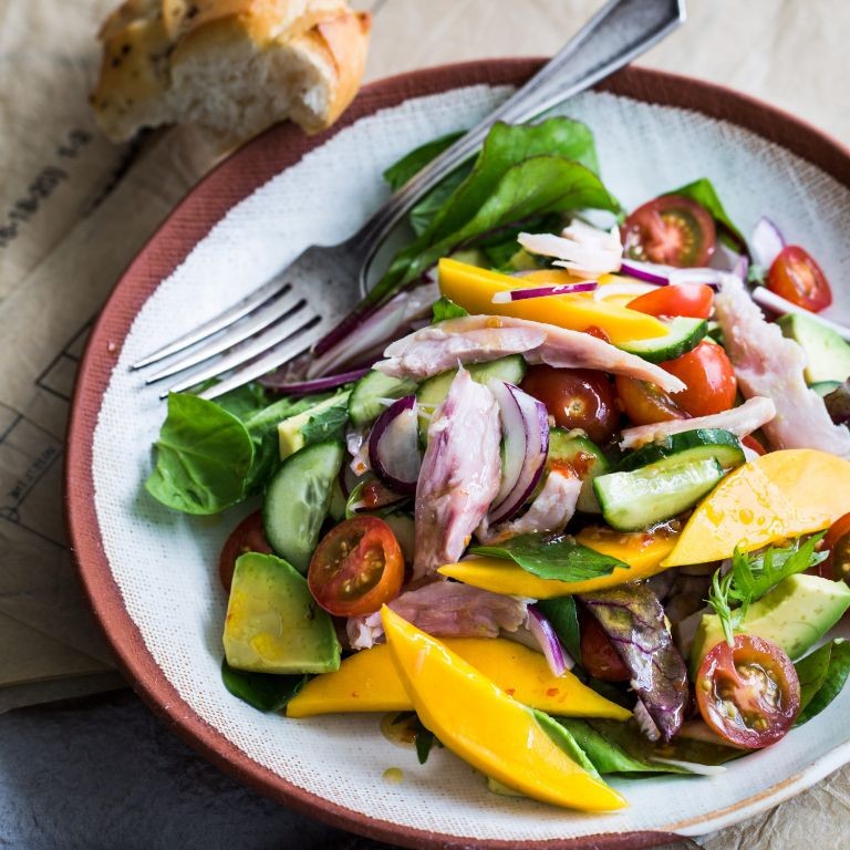 Smoked Chicken Salad with Avocado and Lime Dressing