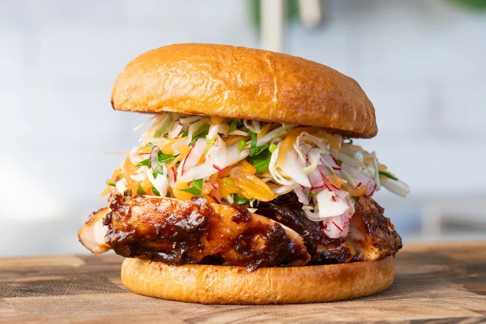 Smoked Chicken Sandwiches with Coleslaw