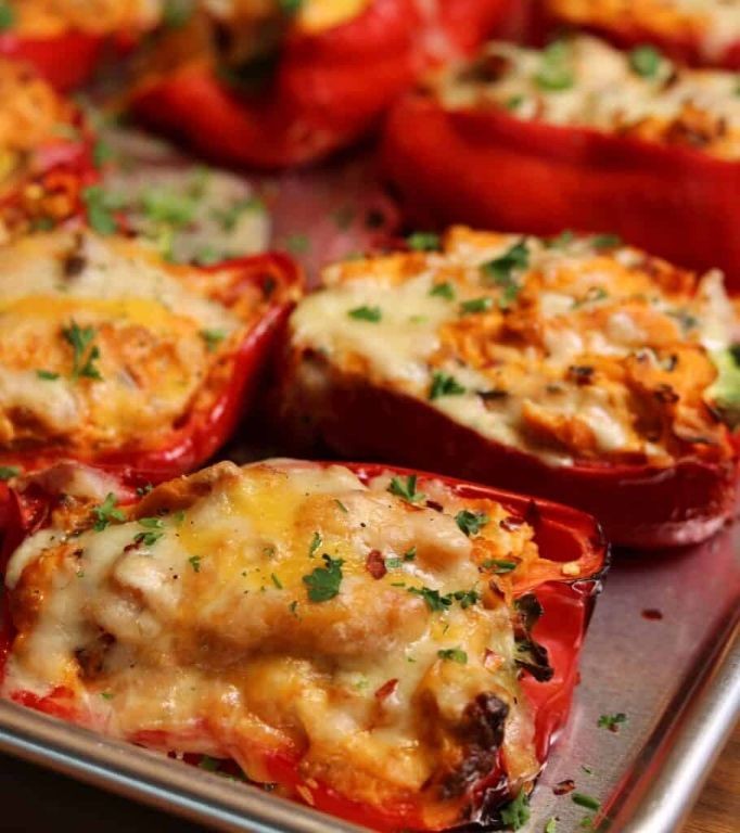 Smoked Chicken Stuffed Bell Peppers