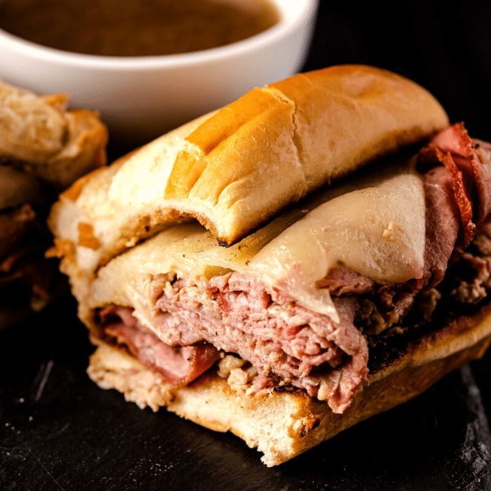 Smoked Chuck Roast French Dip Sandwiches