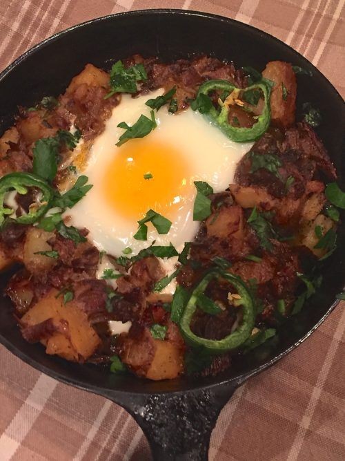 Smoked Chuck Roast Hash with Fried Eggs