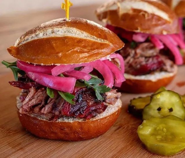 Smoked Chuck Roast Sliders with Pickled Onions