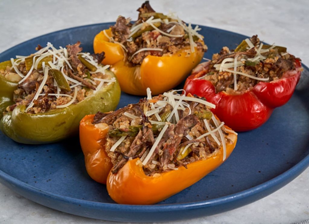 Smoked Chuck Roast Stuffed Bell Peppers