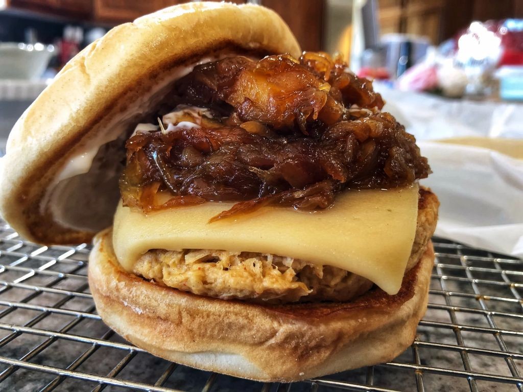 Smoked Gouda Burger with Caramelized Apples
