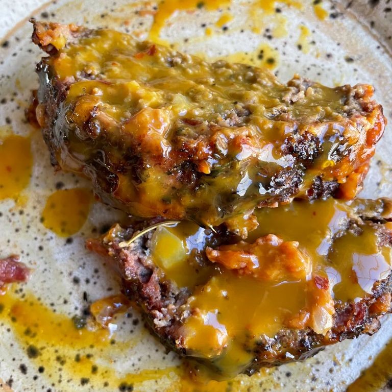 Smoked Meatloaf with Tangy Mustard Sauce