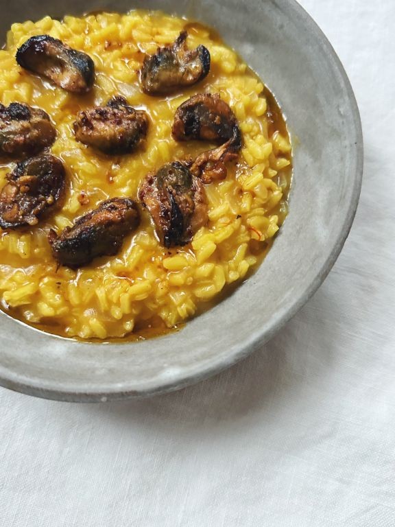 Smoked Mussels Risotto with Parmesan