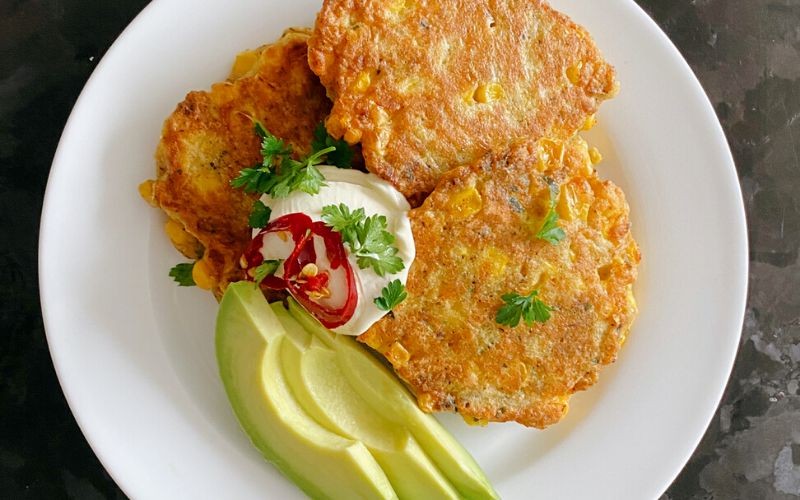 Smoked Mussels and Corn Fritters