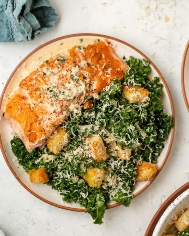 Smoked Mussels and Kale Caesar Salad