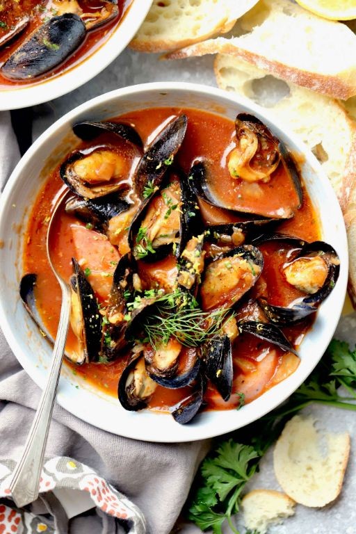 Smoked Mussels and Tomato Bisque