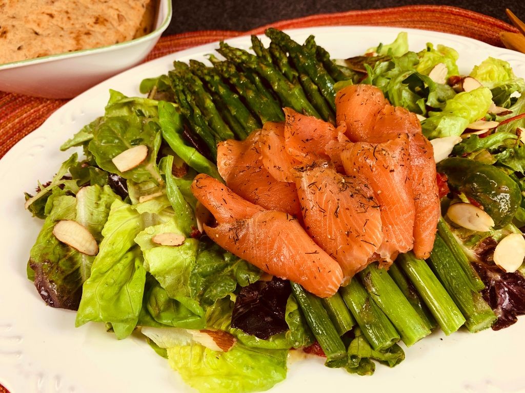 Smoked Salmon and Cold Asparagus Ribbon Salad