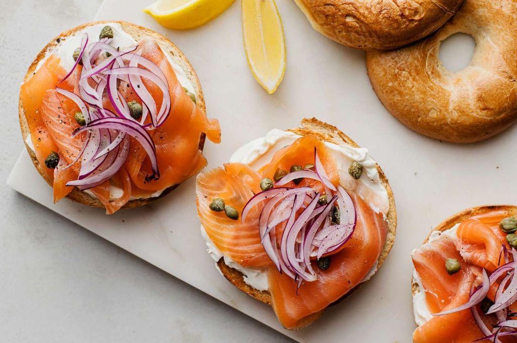 Smoked Salmon and Cream Cheese Bagel Bake