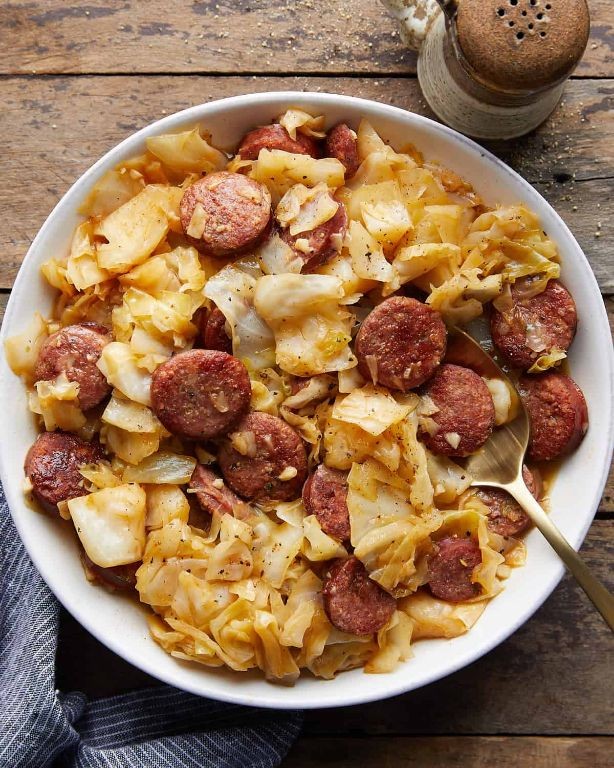 Smoked Sausage and Cabbage Rice Bake