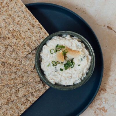 Smoked trout dip with rye crackers