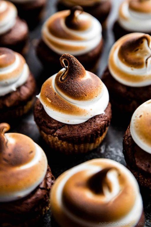 Smores Cupcakes with Brownie Bottom