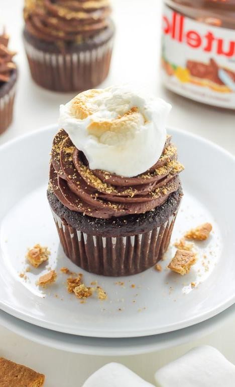 Smores Cupcakes with Nutella Swirl