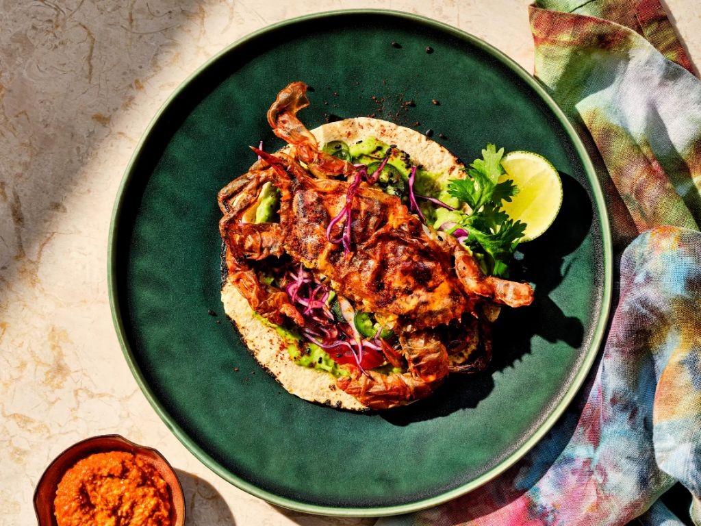 Soft Shell Crab Tacos with Avocado Lime Sauce