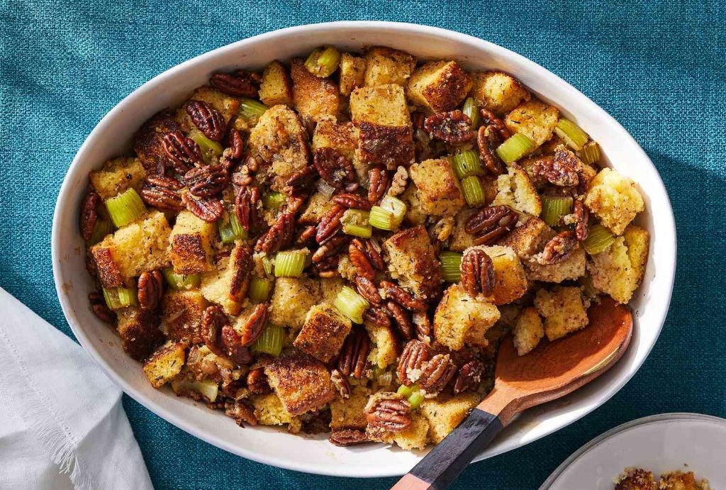 Southern cornbread dressing with pecans
