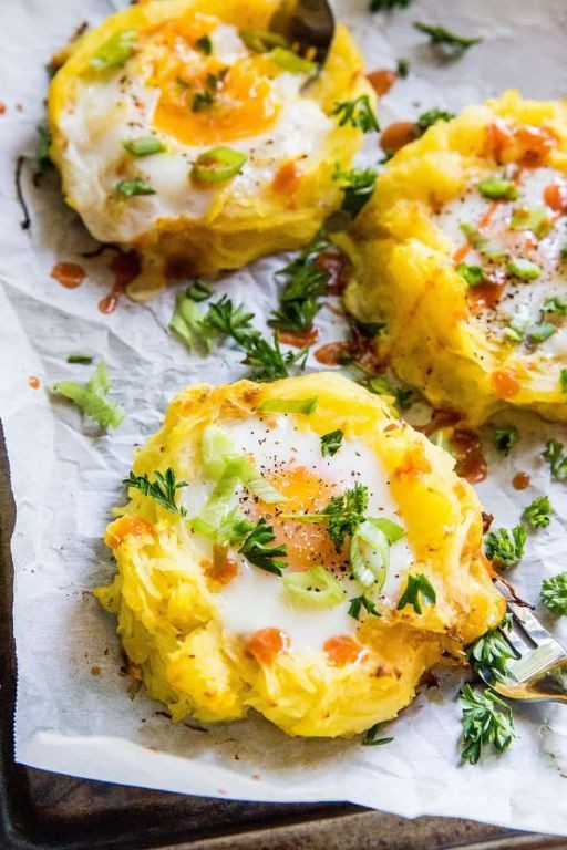 Spaghetti Squash Nests with Eggs