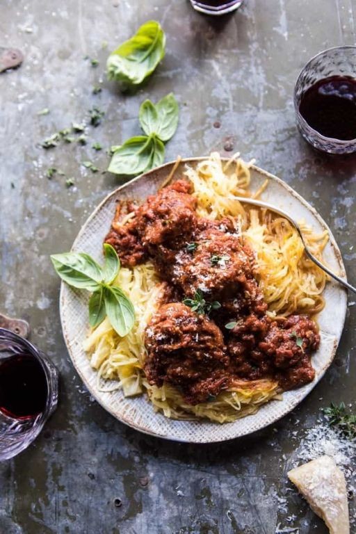 Spaghetti Squash and Turkey Meatball Bake