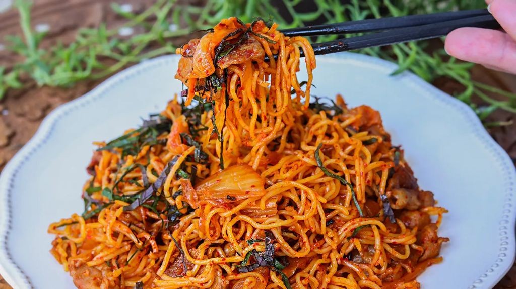 Spam and Kimchi Fried Noodles