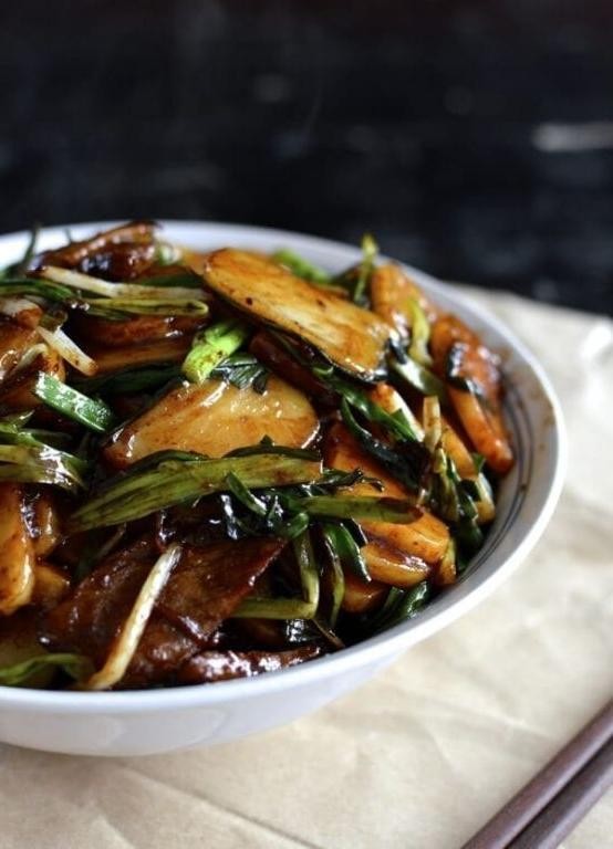 Spam and Scallion Rice Cakes