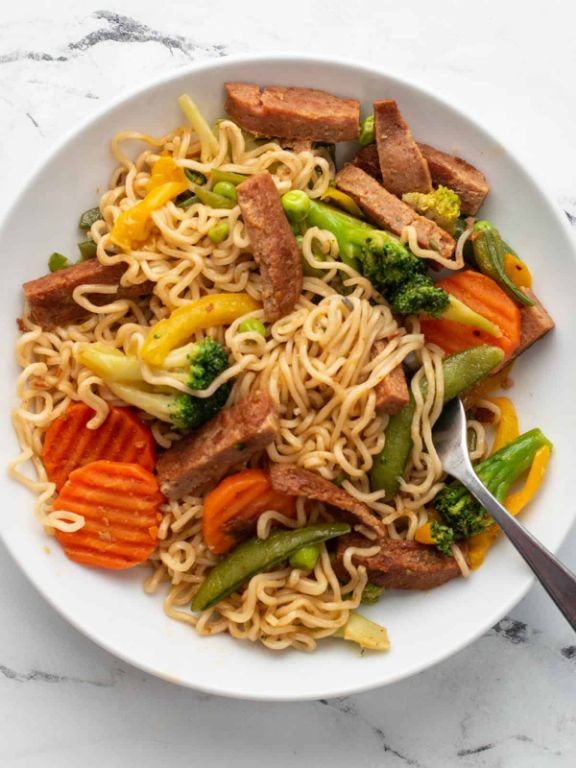 Spam and Tofu Fried Noodles