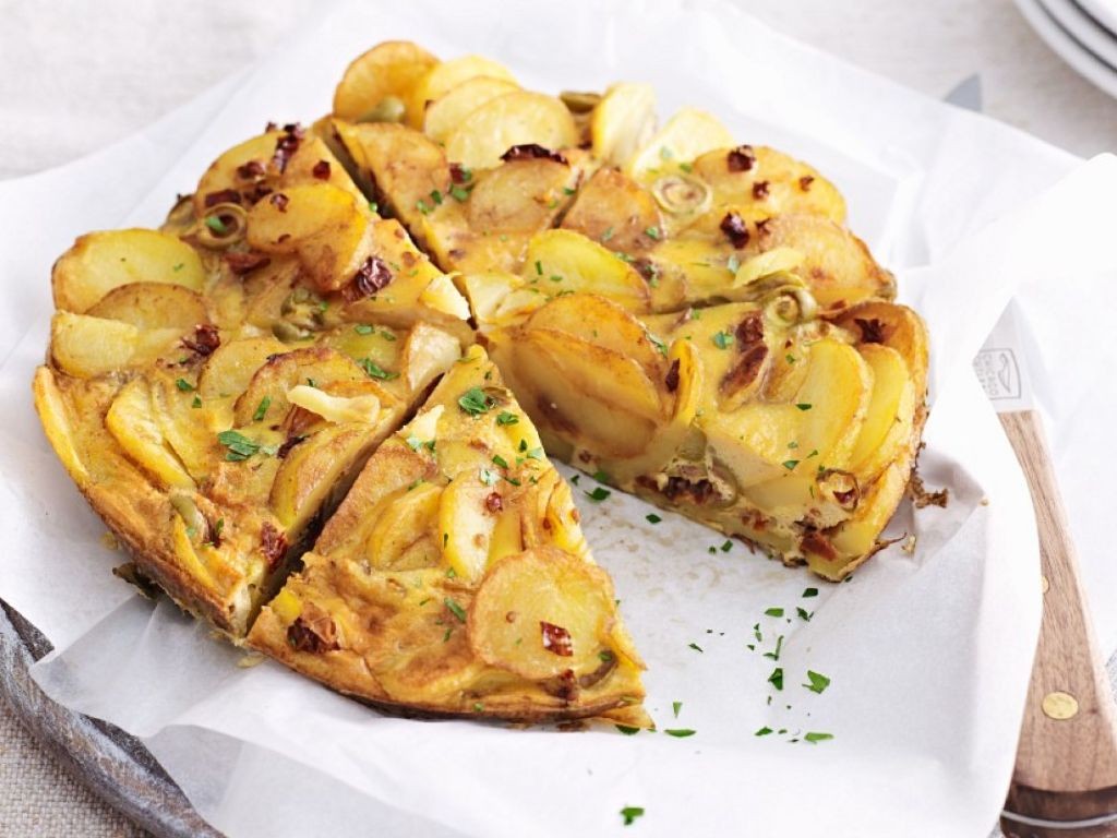 Spanish Omelette with Artichokes and Sun-Dried Tomatoes