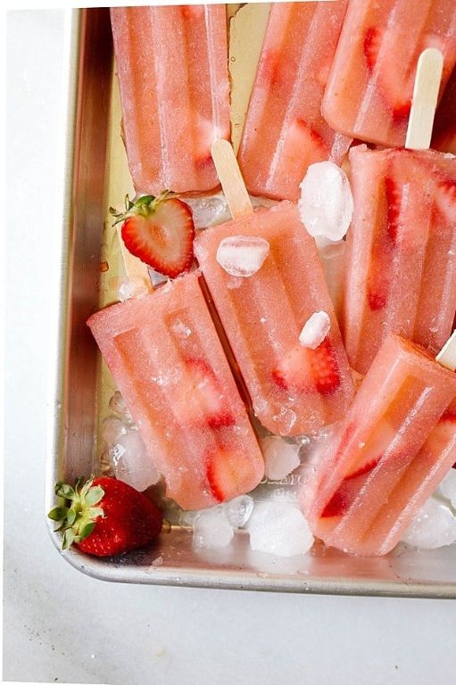 Sparkling Strawberry Rosé Popsicles