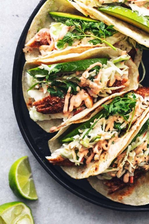 Speedy Fish Tacos with Creamy Slaw