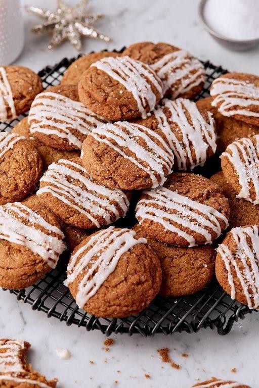 Spiced Molasses Cookies with Vanilla Drizzle