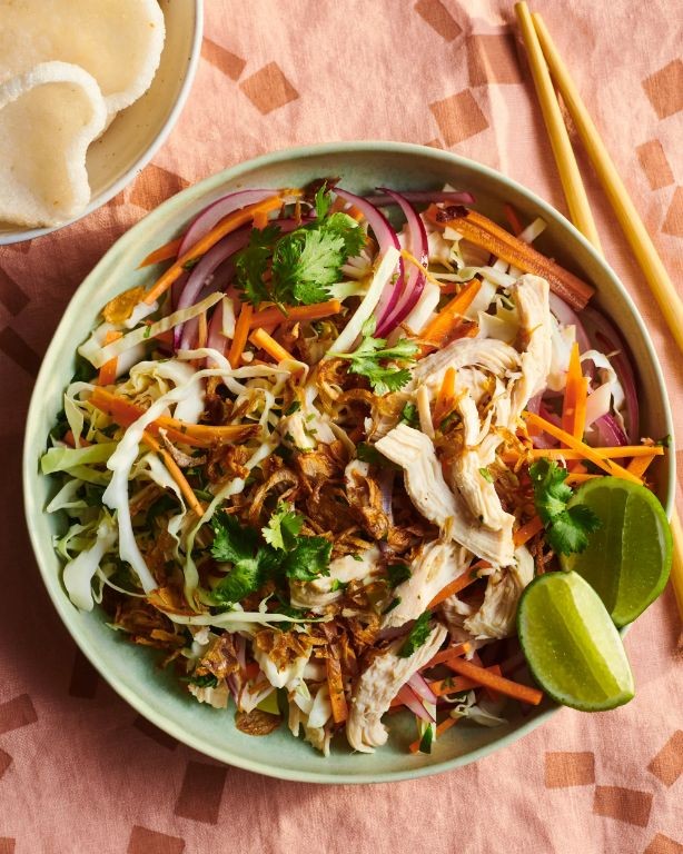 Spicy Asian Chicken Salad with Fresh Cabbage Slaw