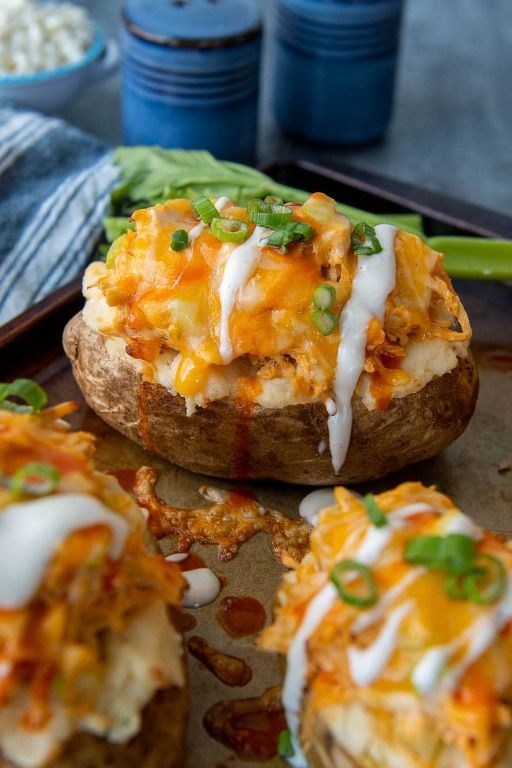 Spicy Buffalo Chicken Stuffed Baked Potato