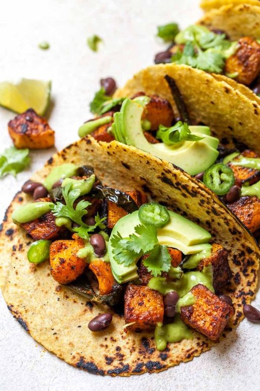 Spicy Butternut Squash and Sweet Potato Tacos