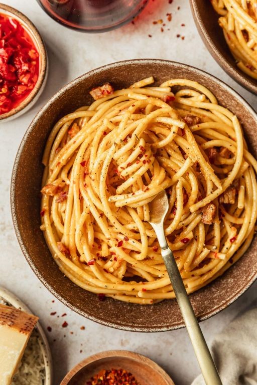 Spicy Carbonara with Chili Flakes
