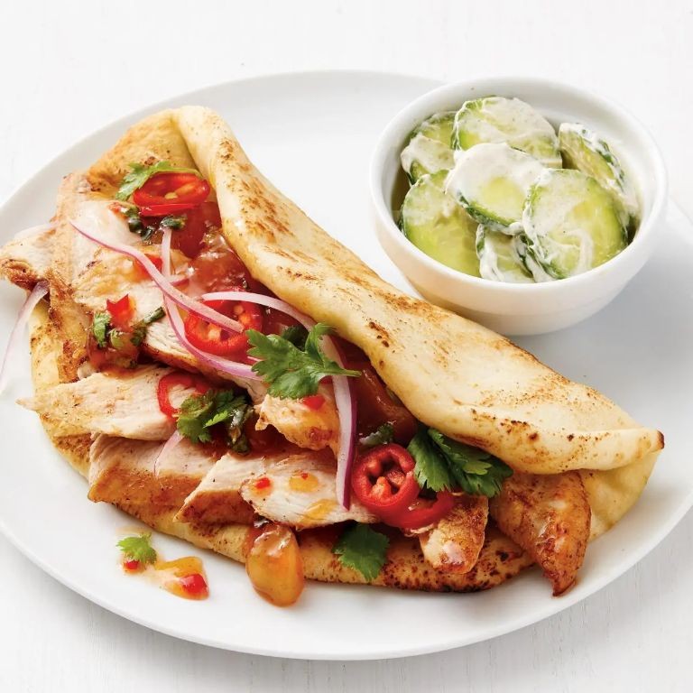 Spicy Chicken Naan Bread Wrap