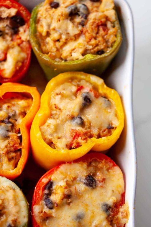 Spicy Cod and Rice-Stuffed Peppers