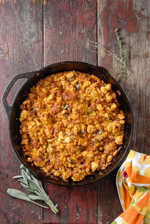 Spicy Cornbread Dressing with Chorizo