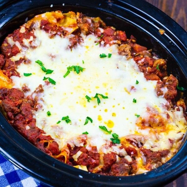 Spicy Crockpot Lasagna with Sausage and Jalapeños