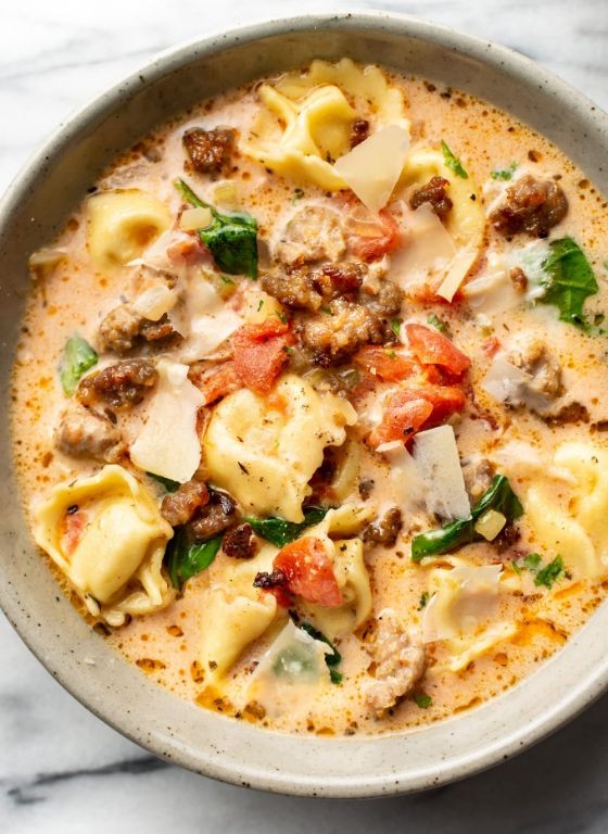 Spicy Italian Sausage and Tortellini Soup