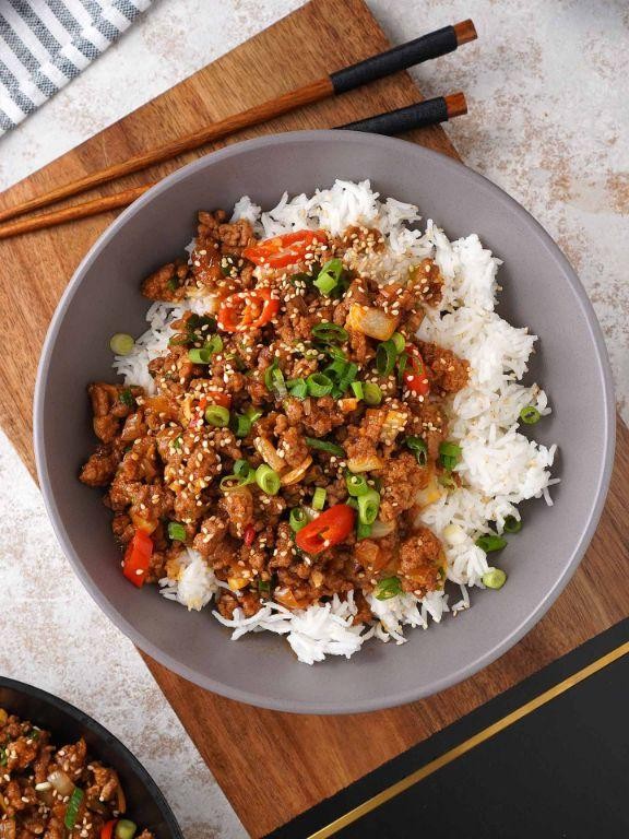 Spicy Korean Hamburger and Rice Bowl