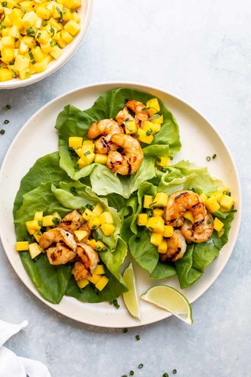 Spicy Mango Basil Shrimp Lettuce Wraps