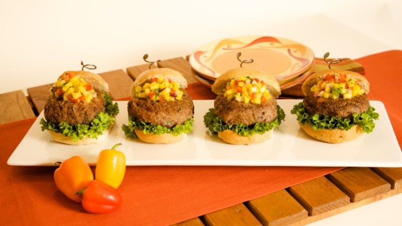 Spicy Mango Salsa Black Bean Burgers