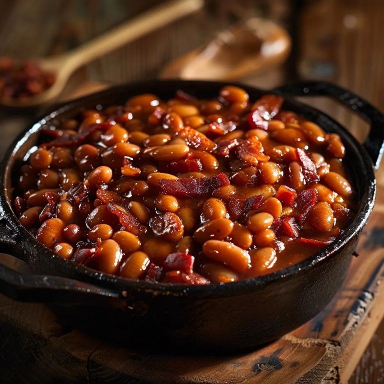 Spicy Maple Bourbon Pork and Beans