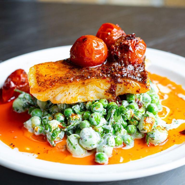 Spicy Mediterranean Cod with Harissa and Yogurt Sauce