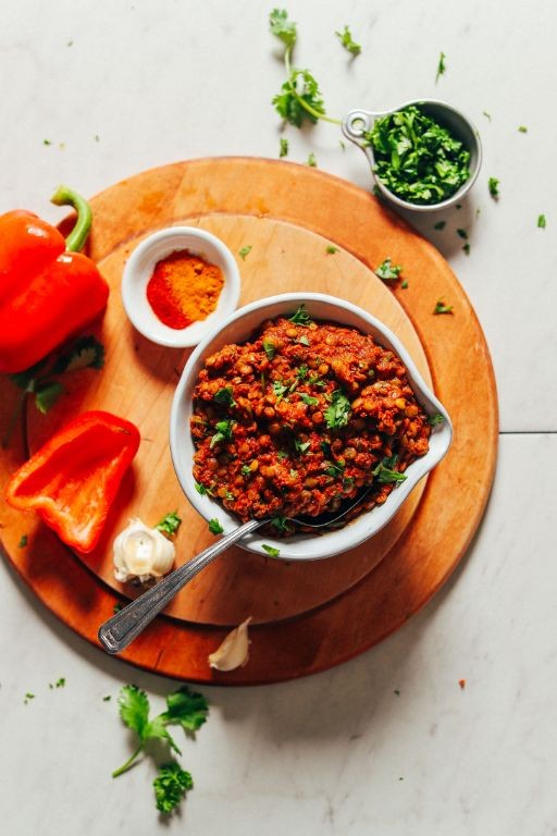 Spicy Moroccan Lentil Bowl with Harissa Dressing