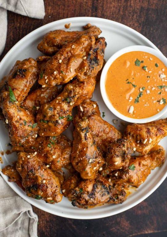 Spicy Peanut Butter Glazed Chicken Wings