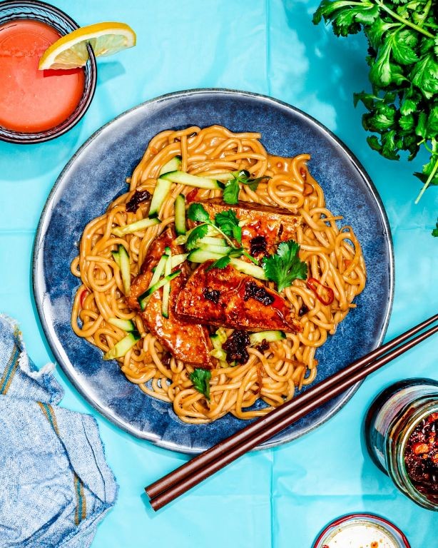 Spicy Peanut Butter Noodles with Tofu